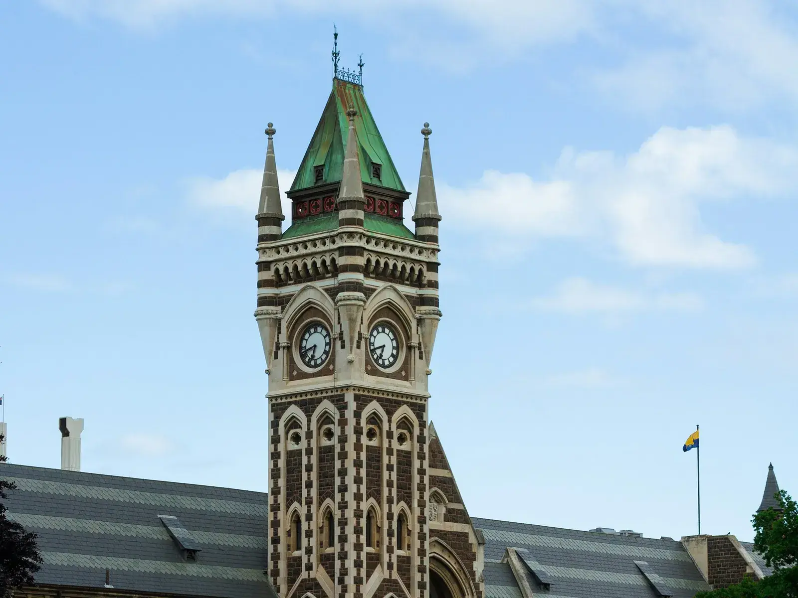 The historic University of Otago clocktower in Dunedin